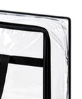 Super Roomy Clear Zippered Storage Bags With Heavy Duty Handles And Full Transparent Panels, PVC material, side view, strong handles.