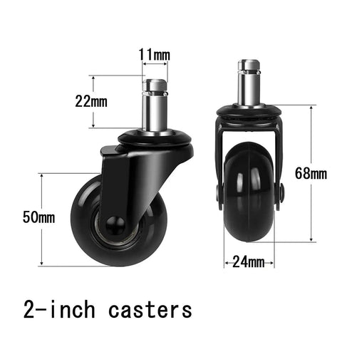 Heavy Duty Office Chair Casters Replacement Five Pack With Smooth Silent Swivel Glide For Hardwood Floors Universal Fit Desk Chair Wheels Easy Install Setup Roll Like Butter Every Time 2-inch black caster wheels with universal fit dimensions