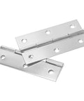 60 Pack Stainless Steel Cabinet Hinges Measuring Two Point Five Inches, Rock Solid Butt Hinges For Drawers Furniture Doors And Workshop Shelving, Silver Shine Pro Grade shown from an angled view, highlighting the stainless steel finish.