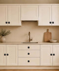 Matte Black Cabinet Knobs 4 Pack With 1.6 Inch Square Backplates Vintage Floral Petal Design Rustic Drawer Pulls in modern kitchen