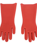 Heavy Duty Electrical Insulated Gloves Class 00 12KV 1.8mm Thick Rubber showing a pair of red gloves for high voltage protection.