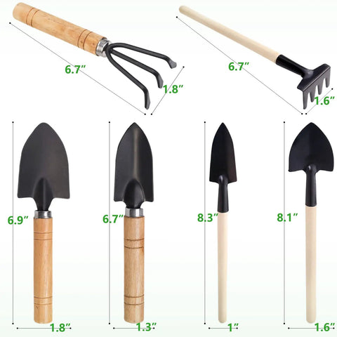 Six Piece Iron Garden Tool Set With Hand Shovels Transplant Shovel And Hand Rake, Wood Non Slip Handles, Sweet Starter Kit