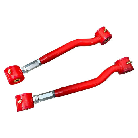 Rear Adjustable Upper And Lower Control Arms And Track Bar Kit For 2007-2014 GM SUVs Suburban 1500 2500 Avalanche Tahoe Yukon Cadillac Escalade Direct Fit Heavy Duty Replacement For Everyday Towing And Off Road, red metal pair