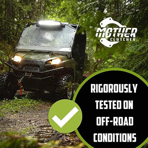 Mother Clutcher primary clutch for Polaris RZR UTV; front view with logo and off-road badge.