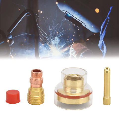 Glass Nozzle For Argon Welding Torch 1.6mm TIG Kit With Brass Collet Set, Pro Grade TIG Torch Accessories, in welding setup