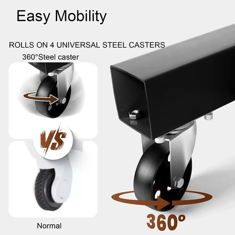 Heavy Duty Hydraulic Engine Hoist Folding Cherry Picker Shop Crane With Four Swivel Casters showcasing 360° steel casters for easy mobility.