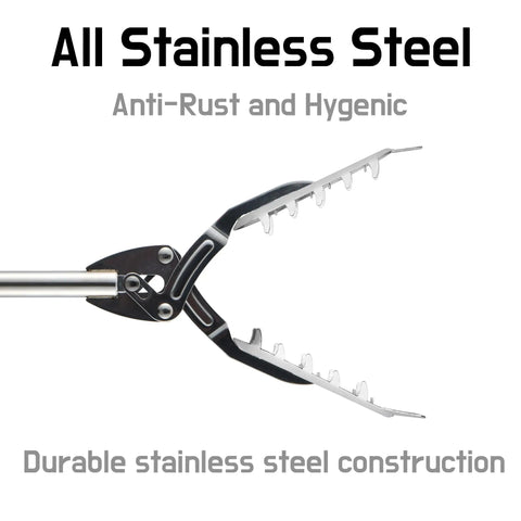 41 Inch Stainless Steel Grabber Reacher Tool Heavy Duty Pickup For Indoor Outdoor Use No Wire Patented Technology Anti Rust Hygienic Metal Construction Perfect For Trash Logs BBQ Fireplace Pits And Snake Tongs