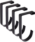 Heavy Duty Flat Hook Set Four Pack For Garage Ceiling And Wall Storage In Alloy Steel Black, Hooks To Hang Bikes, Tools, Sporting Gear And More