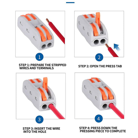Plug-N-Play Quick-Connect Terminal Kit 2-In 2-Out And 3-In 6-Out Wiring Terminals installation steps diagram