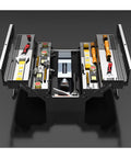 Sturdy Stainless Steel Toolbox With Multi Layer Lockable Cabinet And Handy Carry Handle For Home And Garage Tools Durable Rust Resistant Organizer For Easy Tool Storage And Quick Access, open view showing organized compartments.
