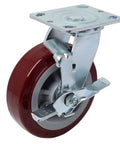 Built Tough Shop Grade Industrial Caster Wheels With Non Marking Polyurethane Tires Top Lock Brake Reinforced Extra Strong Steel Mount Plates