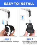 5 Pack Replacement Office Chair Caster Wheels With Fixed Stationary Castors And Self Adhesive Felt Pads installation steps