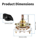 Product Dimensions Rotary Band Switch 1 Pole 8 Position 1 Deck With 43mm Diameter And 44mm Height 6mm Rotating Dial 20mm Shank 0.3A At 220V Compact Multi Position Selector For Electronics Projects Tinker Friendly, black knob and metal switch