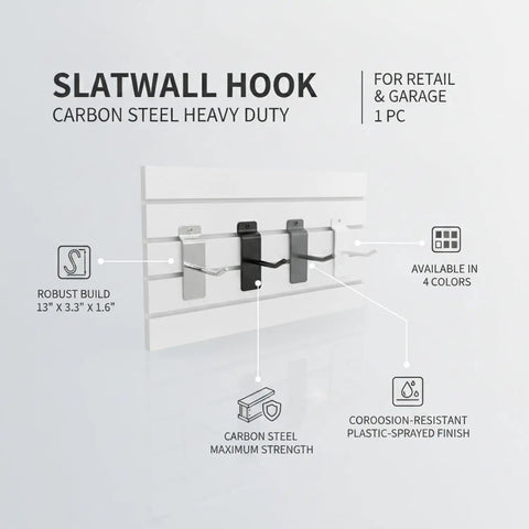 Tool Free Slatwall Hook For Quick Display Setup Heavy Duty Carbon Steel Storage Organizer For Garage And Workshop 13 Inch