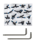 Badass Red Dot Screw Replacement Kit With Forty Five Pieces Including M3 And M3 Point Five and assorted drives in plastic bags.