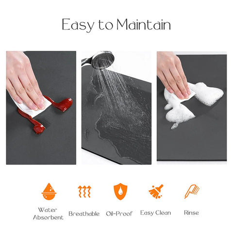 Image showing easy clean of a 24x20 Inch Washer Dryer Top Mat With No Slip Surface, using absorbent pad for spills and soap cleaning.