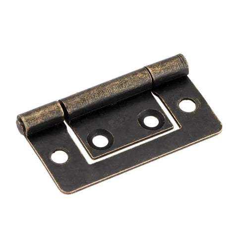 Rotating Concealed Door Hinge Set 2 Pack No Fuss 38x20mm For Cabinets And Drawers, shown in brass finish with screw holes visible.