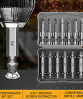 16 Piece Damaged Screw Extractor Kit For Stripped Screws And Rusty Bolts, includes double headed extractors and screwdriver bits