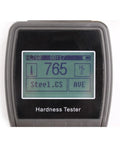 Close-up of Straight Up Digital Hardness Tester Machine for Steel and Cast Iron reading 765 HLD on display.