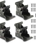 Heavy Duty Four Piece Folding Brackets For Table And Bed Legs With Self Lock Hinge Hardware Premium Galvanized Finish Steel Screws.