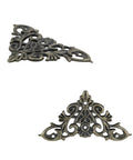 Rock Solid Antique Bronze Corner Protectors With 20 Pack Decorative Metal Edge Guards For Books Photo Frames Wooden Crates Straight Up Vintage Charm Real Deal Scratch Shield detailed view of ornate corner guard.