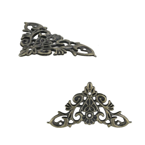 Rock Solid Antique Bronze Corner Protectors With 20 Pack Decorative Metal Edge Guards For Books Photo Frames Wooden Crates Straight Up Vintage Charm Real Deal Scratch Shield detailed view of ornate corner guard.