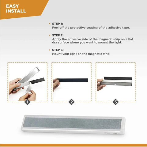 Installation guide for Motion Activated Cordless Under Cabinet Lighting Kit Battery Powered LED Strip Light, 7.5 inch bar