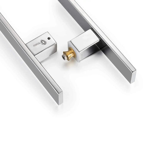24 Inch Solid Stainless Steel Push Pull Door Handle Set With Heavy Duty Commercial Grade 304 Standoffs Ideal For Barn Doors And Glass Panels Mirror Polished Chrome Finish Durable Mounting And Weather Resistant Build, chrome standoff detail