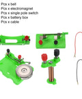 Electric Bell Magnetism Experiment Kit Set For Education Two Pack Induction Coil Lab Kit with switches and cables