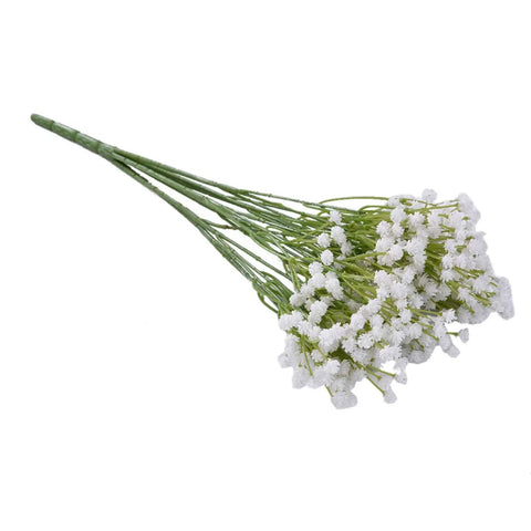 Bundle of white artificial flowers with green stems, ideal for decorative arrangements.
