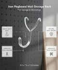 Heavy Duty Pegboard Rack With Wall Mounted Tool Organizer For Garage And Workshop Storage Iron hook and mount detail