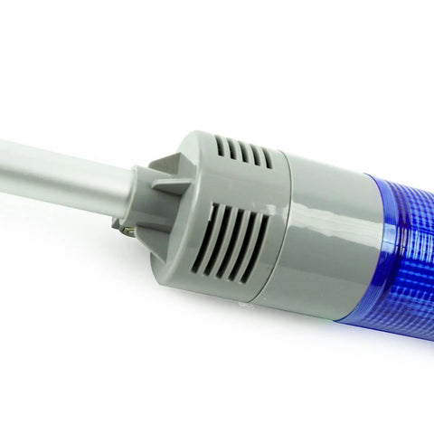 Close-up of blue section on Four-Stack LED Industrial Signal Tower Light With No Sound Andon Lights, 24V DC, 5.3 Inch Pole, Indoor Use