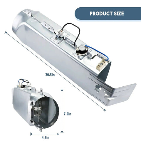 Upgraded Dryer Heating Element Kit For Popular Front Load Dryers DV42H5000EW A3 DV45H7000EW A2 DV48H7400EW A2 shown with dimensions.