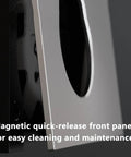 Close-up view of the quick-release front panel of the Dead Accurate Automatic Coffee Bean Dispenser With Dual Weight Presets And Smart Auto Calibration For Hassle Free Single Or Continuous Dosing 200 Gram Hopper.