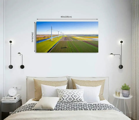 20x40 Inch Canvas Wall Art Large Farm Field Scene With Crops Sprayer And Tulips In Spring For Living Room Bedroom Kitchen Bathroom Office Home Decor Rustic Farmhouse Style Great Gift Idea For Home Decor Lovers