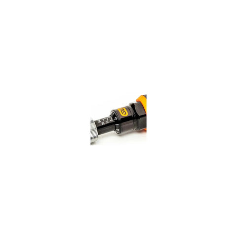 Close-up of Go-To Quarter Inch Drive Torque Screwdriver With Locking Collar For Precise Settings, 5 To 25 In-Lbs scale detail