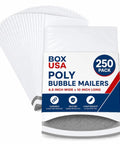Bubble Mailers 6 Point 5 By 10 Self Seal Padded Envelopes White 250 Pack Durable Poly Bubble Mailers For Ecommerce Shipping displayed