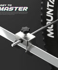 Close-up of the Bike Derailleur Hanger Alignment Tool For 20 To 29 Inch Wheels, 304 Stainless Steel in use on MTB wheel