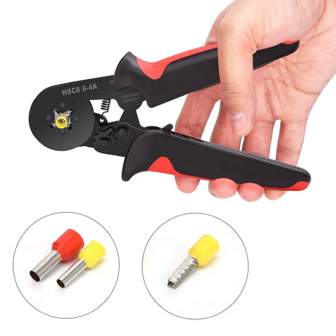 All In One Ferrule Crimping Pliers Kit For Electricians With 1800 Insulated Terminals And Connectors, Adjustable Ratchet Tool in hand