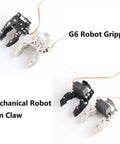 Heavy Duty Metal Robotic Arm Gripper With High Torque MG996R Servo For Arduino And Raspberry Pi DIY Projects Educational STEM Maker Kit Solid Metal Claw Clamp For Learning And Prototyping Black, G6 robot gripper