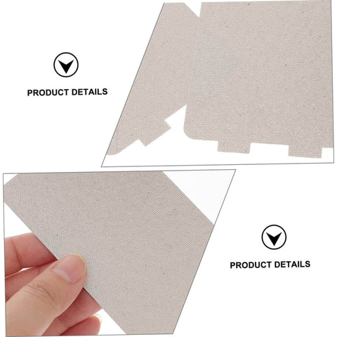 Close-up of Six Pack Microwave Oven Mica Sheets Heat Insulation Pads Easy Cut Splatter Guard Replacement, hand holding sheet detail.
