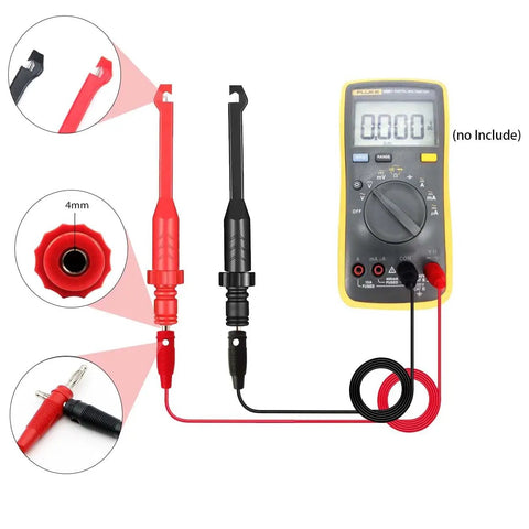 Two Pack Multimeter Test Lead Set With Wire Piercing Probes And Insulated Back Probes For Diagnostic Electrical Testing