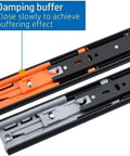 Full Extension Drawer Runners And Slides With Quiet Smooth Ball Bearing Operation And Easy Install, 12 Inch, damping buffer detail.