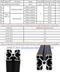 Image of a diagram showing 4040 T-Slot Aluminum Extrusion Profile specifications and dimensions.