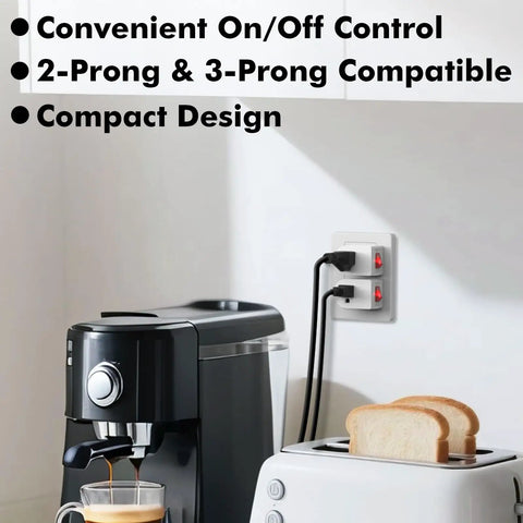 Three Pack Grounded Outlet Switches With On Off Inline Power Switches For Lamps And Small Appliances, installed in kitchen