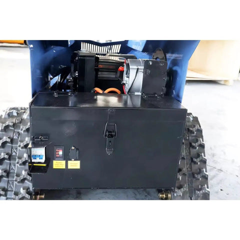 Rear view of Tracked Lawn Mower Workhorse For Hills And Rough Terrain With Wireless Remote Control showing engine and tracks