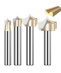 Four Piece Roundover Router Bit Set With One Quarter Inch Shank For CNC Woodworking And Carving, Dope Carbide Two Flute Bits