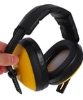 Adjustable Yellow Noise Blocking Ear Defenders For Shooting And Industrial Jobs With Slap Up Soundproof Earmuffs, handheld view.