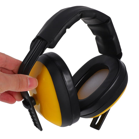 Adjustable Yellow Noise Blocking Ear Defenders For Shooting And Industrial Jobs With Slap Up Soundproof Earmuffs, handheld view.