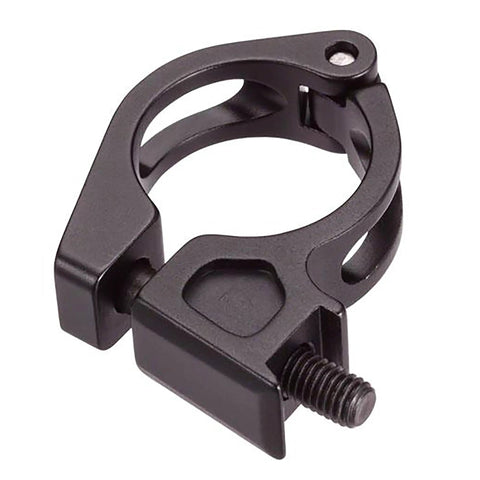 Knockout Ergonomic Bicycle Brake Remote Lever Featuring Slick Modular Clamp Mount, black clamp mount for secure handlebar attachment.